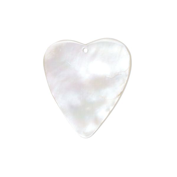 Drop, mother of pearl shell (natural), 25x23mm heart. Sold individually. image number 0