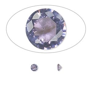 Gem, cubic zirconia, amethyst purple, 3.5mm faceted round, Mohs hardness 8-1/2. Sold per pkg of 5.