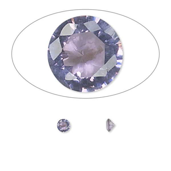 Gem, cubic zirconia, amethyst purple, 3.5mm faceted round, Mohs hardness 8-1/2. Sold per pkg of 5. image number 0