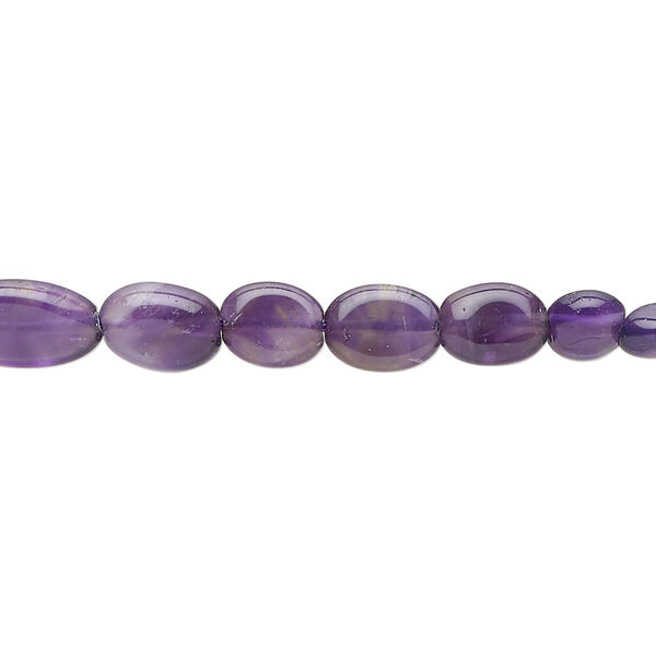 Bead, amethyst (natural), medium to dark, 8x6mm-11x8mm hand-cut puffed oval, D grade. Sold per 13-inch strand. image number 0