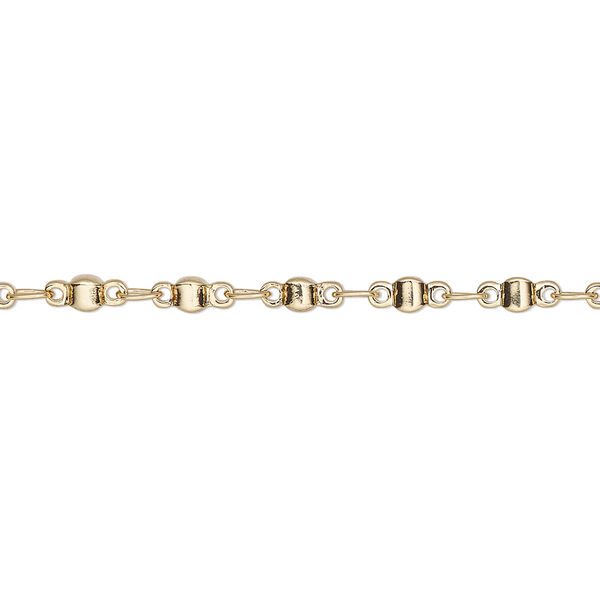 Chain, gold-finished brass, 2.5mm round link. Sold per pkg of 5 feet. image number 0
