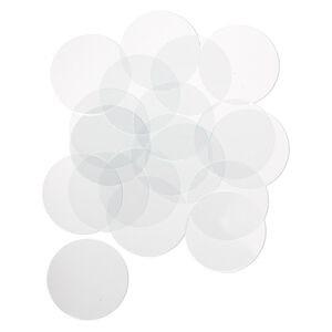 Glass 1pkg20, flat round design element, clear 1-3/8 inch / 0.90mm