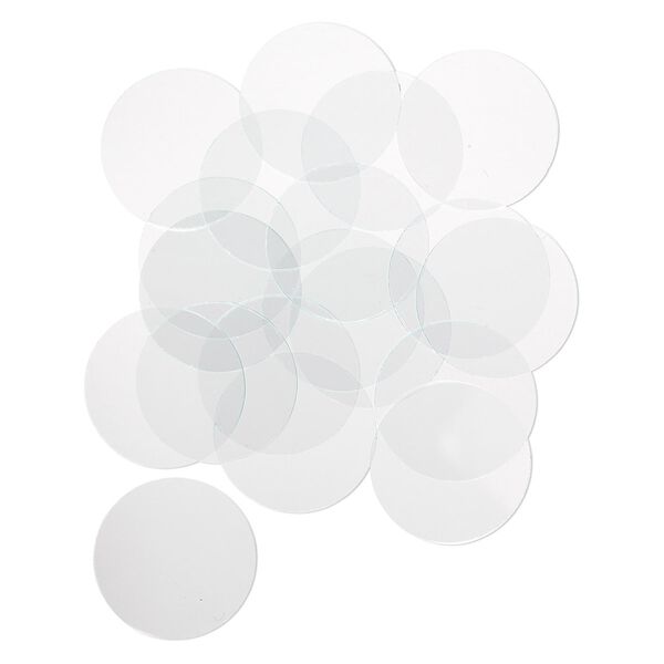 Glass 1pkg20, flat round design element, clear 1-3/8 inch / 0.90mm image number 0