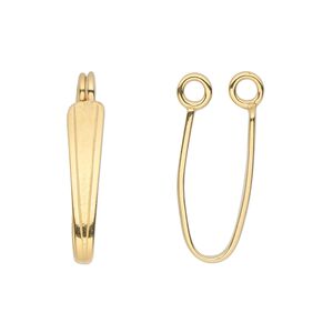 Bail, JBB Findings, donut, gold-plated pewter (tin-based alloy), 22x5mm tapered with 20x6mm grip length. Sold per pkg of 2.