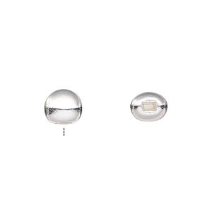 Bead end, Beadalon®, silver-plated "pewter" (zinc-based alloy), 5mm half-drilled round. Sold per pkg of 10.