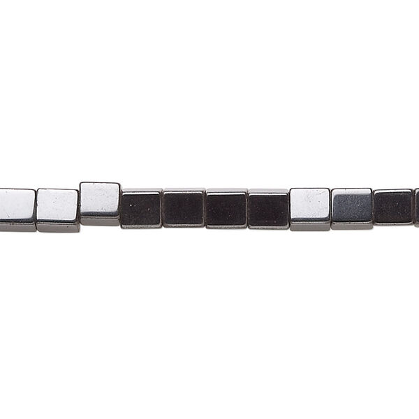 Bead, Hemalyke™ (man-made), magnetic, 4mm cube. Sold per 15-1/2" to 16" strand. image number 0
