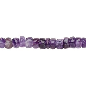 Bead, amethyst (natural), medium to dark, 4x2mm-6x4mm hand-cut tumbled faceted heishi, C grade, Mohs hardness 7. Sold per 13-inch strand.