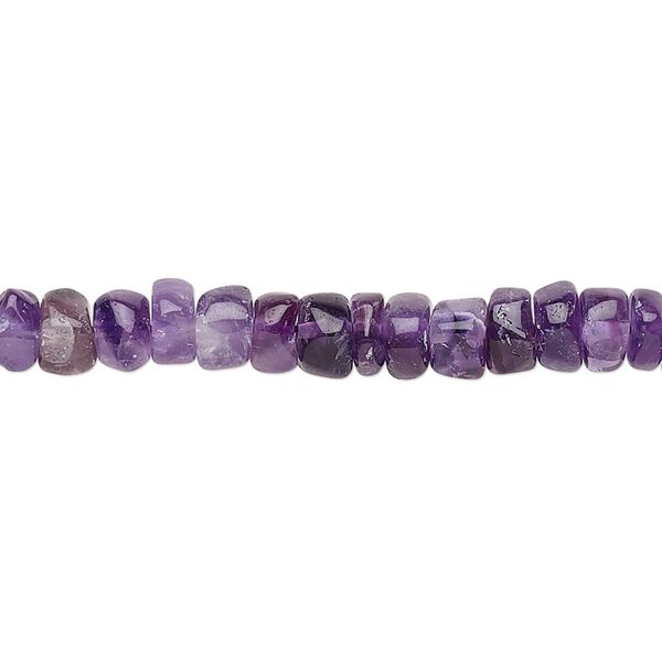 Bead, amethyst (natural), medium to dark, 4x2mm-6x4mm hand-cut tumbled faceted heishi, C grade, Mohs hardness 7. Sold per 13-inch strand. image number 0