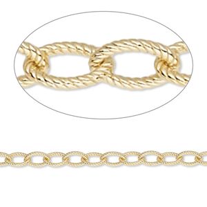 Chain 1pkg1 14Kt gold-filled cable, 4mm ribbed, 5 foot unfinished