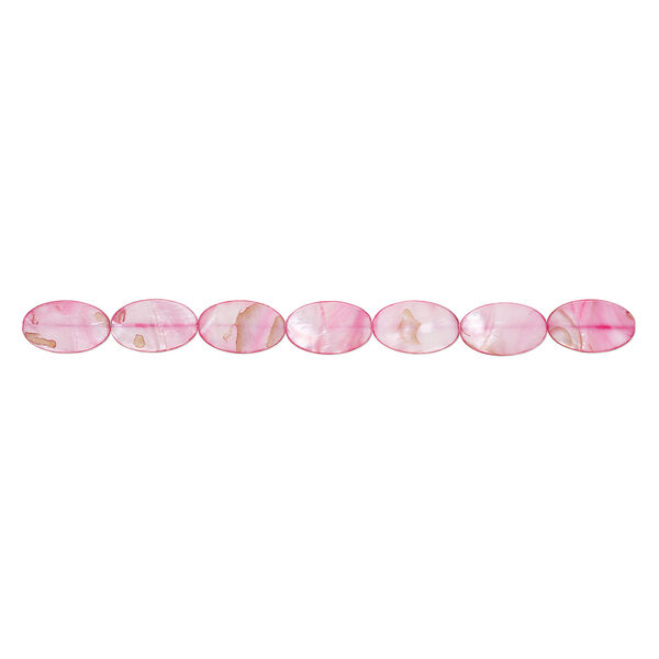 Mother-of-pearl shell 1pkg1, flat oval bead 15 inch pink 29x19mm-30x20mm image number 1