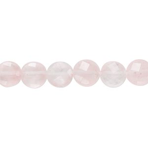 Rose quartz 1pkg1, faceted flat round bead natural 15.5-16 inch 8mm