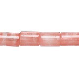Bead, cherry "quartz" glass, 10x8mm-13x8mm round tube with 0.6-0.8mm hole. Sold per 15-inch strand.