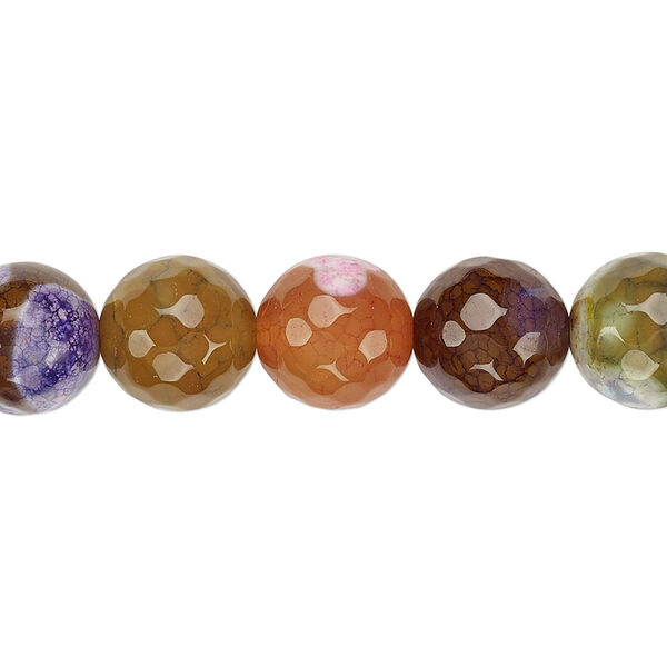 Fire crackle agate 1pkg1, faceted round bead B- grade, 15 inch 10-11mm image number 0