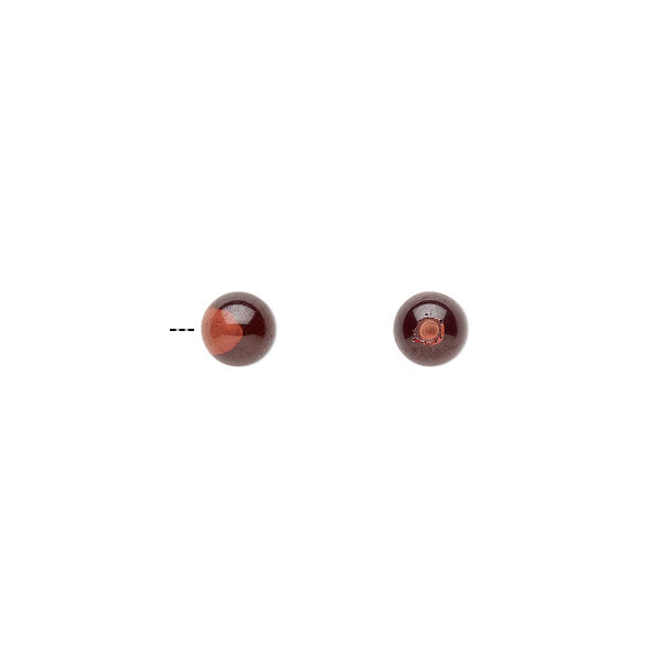 Bead, garnet (natural), 4mm half-drilled round, B grade, Mohs hardness 7 to 7-1/2. Sold per pkg of 2. image number 0