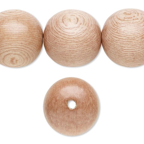 Bead, corkwood tree wood (waxed), 19-20mm hand-cut round. Sold per 15-1/2 to 16-inch strand. image number 0