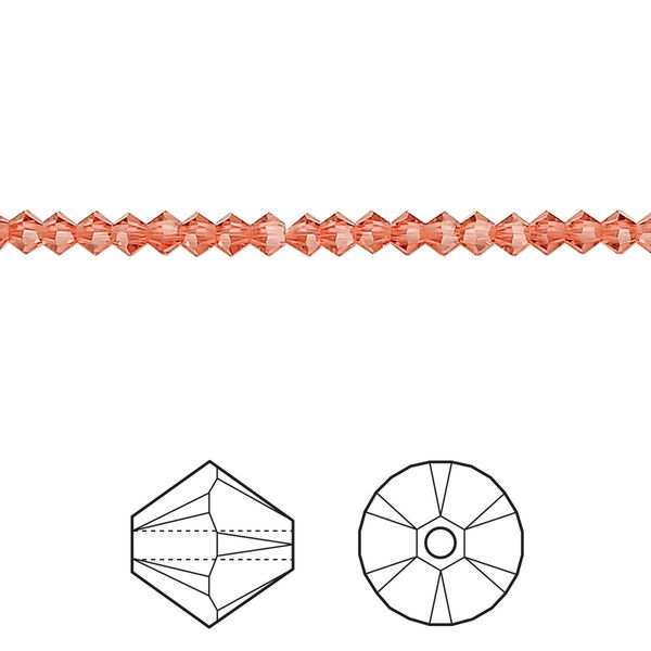 Bead 144pk padparadscha, Crystal Passions® 3mm bicone 5328 image number 0