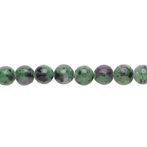 Ruby in zoisite 1pkg1, round bead natural 15.5-16 inch 6mm