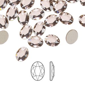 Flat back 144pk vintage rose foil back, Swarovski® 8x6mm oval 2603