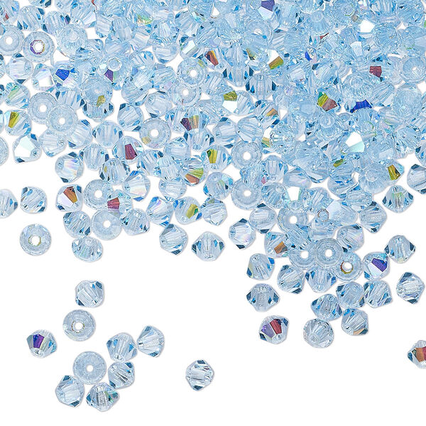 Bead 1440pk aquamarine AB, Preciosa Czech crystal 3mm bicone image number 0
