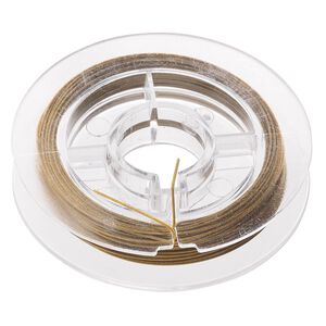 Beading wire, Tigertail™, nylon-coated stainless steel, gold, 7 strand, 0.018-inch diameter. Sold per 100-foot spool.