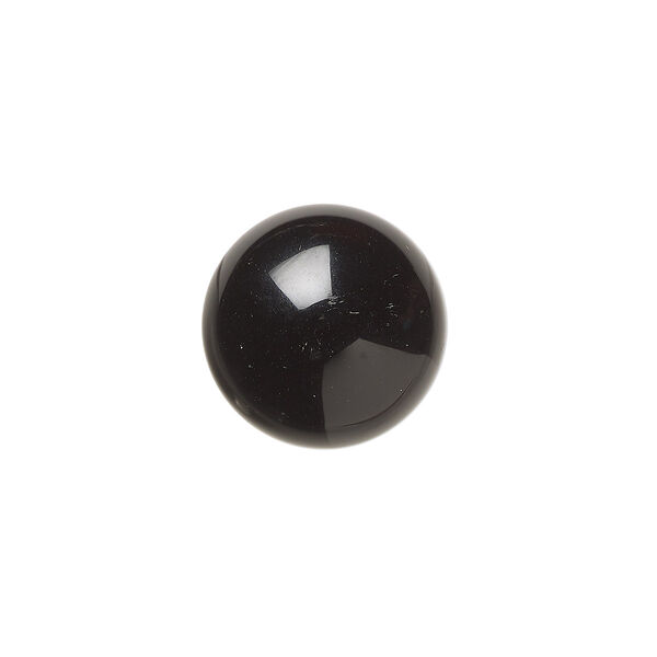 Cabochon, black onyx (dyed), 14mm calibrated round, B grade, Mohs hardness 6-1/2 to 7. Sold per pkg of 4. image number 0