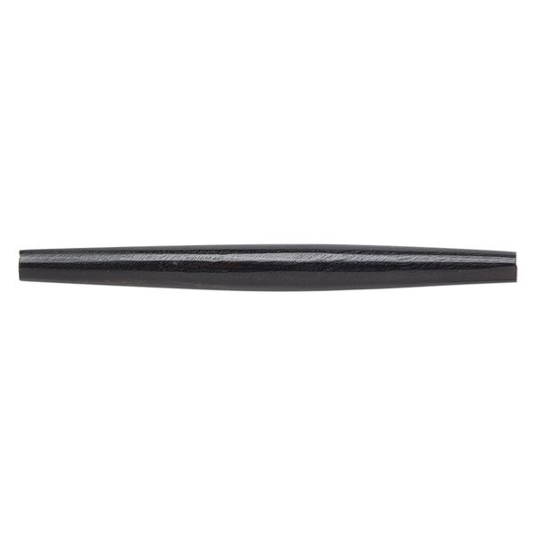 Bead, horn (dyed), black, 76x6mm-76x8mm hand-cut hairpipe, Mohs hardness 2-1/2. Sold per pkg of 12. image number 0