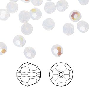 Bead 12pk white opal shimmer, Crystal Passions® 6mm round 5000