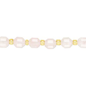 Rose quartz 1pkg1, hand-cut faceted drum bead 8 inch 6mm