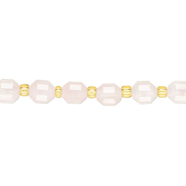 Rose quartz 1pkg1, hand-cut faceted drum bead 8 inch 6mm image number 0