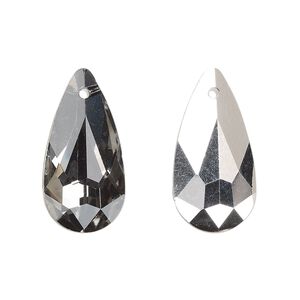Drop, glass, opaque clear silver night, 24x12mm teardrop. Sold per pkg of 4.