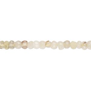 Golden rutilated quartz 1pkg1, hand-cut faceted rondelle bead natural 13 inch 3x2mm-4x3mm