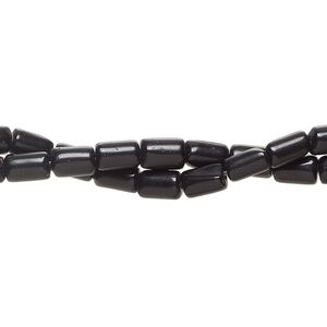 Bead fiber optic 2pk opaque black, 6x4mm-8x5mm round tube 14 inch