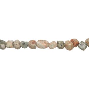 Leopardskin jasper 1pkg1, pebble bead natural 15 inch small