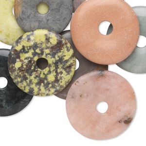 Multi-gemstone 1pkg10, donut focal mix 28-50mm