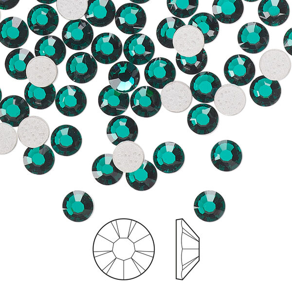 Flat back 144pk emerald foil back, Preciosa MAXIMA Czech crystal hotfix rhinestone 4.6-4.8mm chaton rose round SS20 image number 0