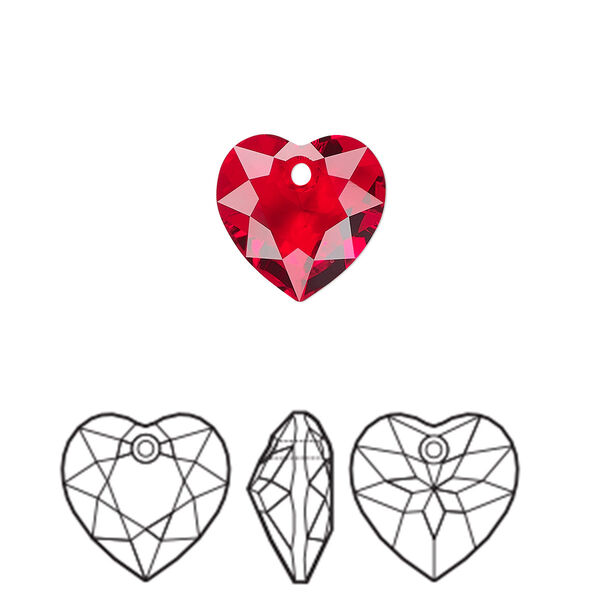 Drop 2pk Siam, Crystal Passions® 10.5mm pendant heart cut 6432 image number 0