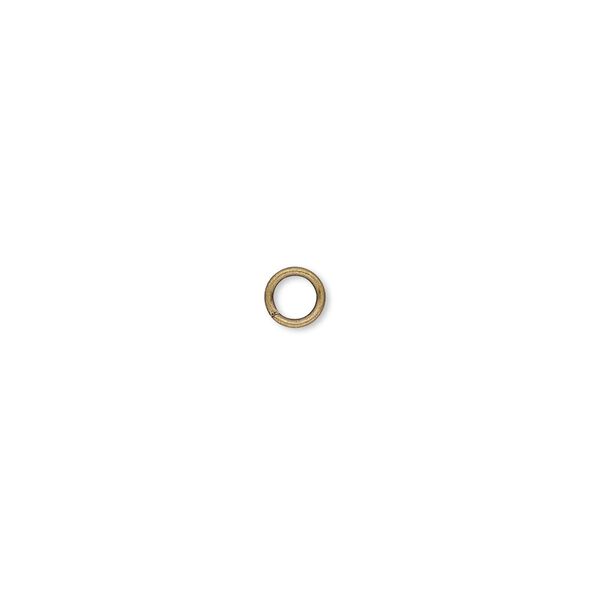 Jump ring, antique gold-plated brass, 4.5mm round, 3.1mm inside diameter, 22 gauge. Sold per pkg of 1,000. image number 0
