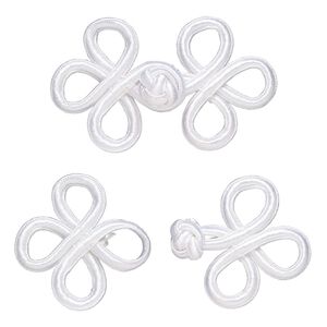 Clasp, button, nylon, white, 3x1-3/4". Sold per pkg of 5.