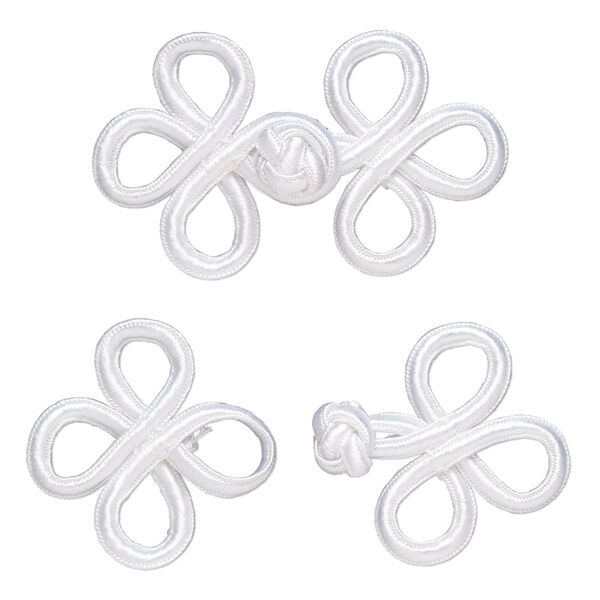 Clasp, button, nylon, white, 3x1-3/4". Sold per pkg of 5. image number 0