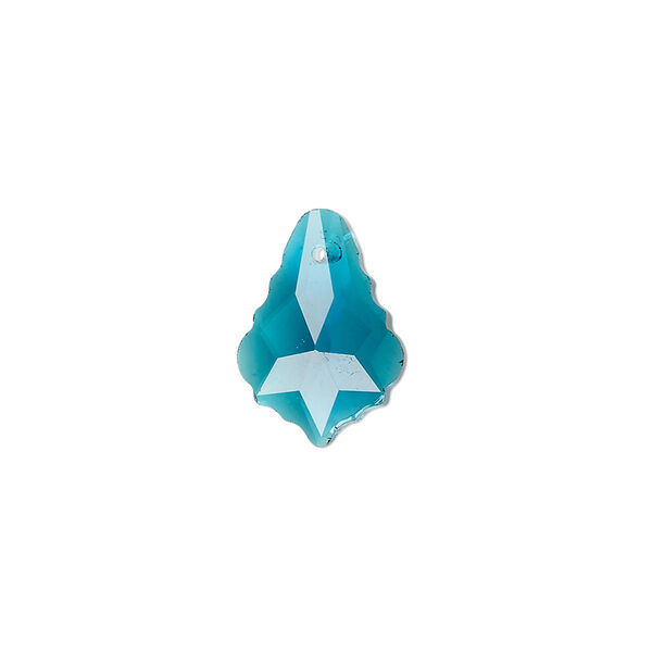 Drop, glass, transparent Capri blue, 16x11mm baroque. Sold per pkg of 10. image number 0
