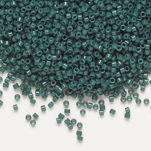 Seed bead, Delica®, glass, pkg/50g, #11 round, Duracoat® opaque outside dyed evergreen (DB-2358).