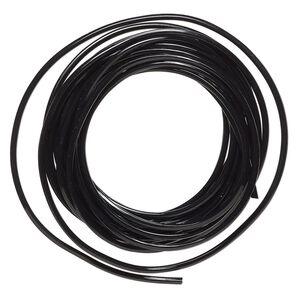 Cord, silicone, black, 2mm round. Sold per pkg of 10 feet.