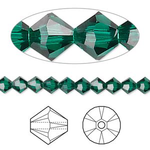Bead 144pk emerald, Crystal Passions® 5mm bicone 5328