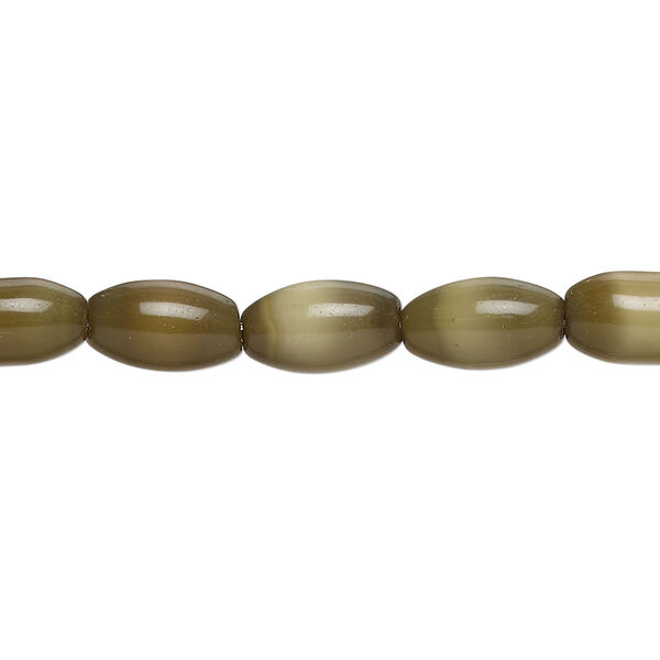 Bead, fiber optic glass, pkg/14 inch, opaque brown, 11x7mm center-drilled oval. image number 0