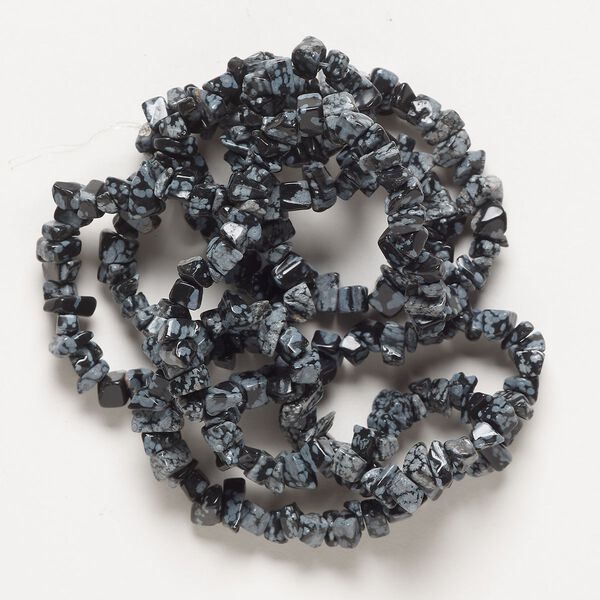 Bead, snowflake obsidian (natural), small to large chip, C grade, Mohs hardness 3. Sold per 32-inch strand. image number 0