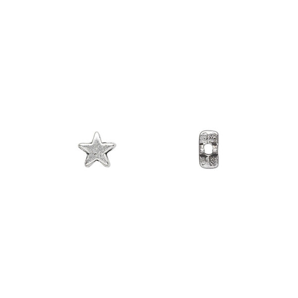 Bead, antique silver-plated "pewter" (zinc-based alloy), 5x5mm double-sided star. Sold per pkg of 100. image number 0
