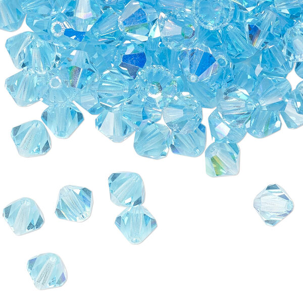 Bead 144pk aqua bohemica AB, Preciosa Czech crystal 6mm bicone image number 0