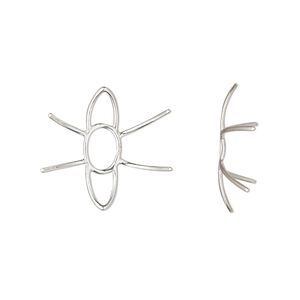 Link sterling silver 1pkg1, 20.5x19mm / 14-16mm 4-prong freeform huggie setting Amoracast®