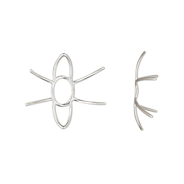 Link sterling silver 1pkg1, 20.5x19mm / 14-16mm 4-prong freeform huggie setting Amoracast® image number 0