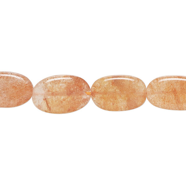 Peach aventurine 1pkg1, hand-cut flat oval bead natural, 13 inch 11x7mm-15x11mm image number 0